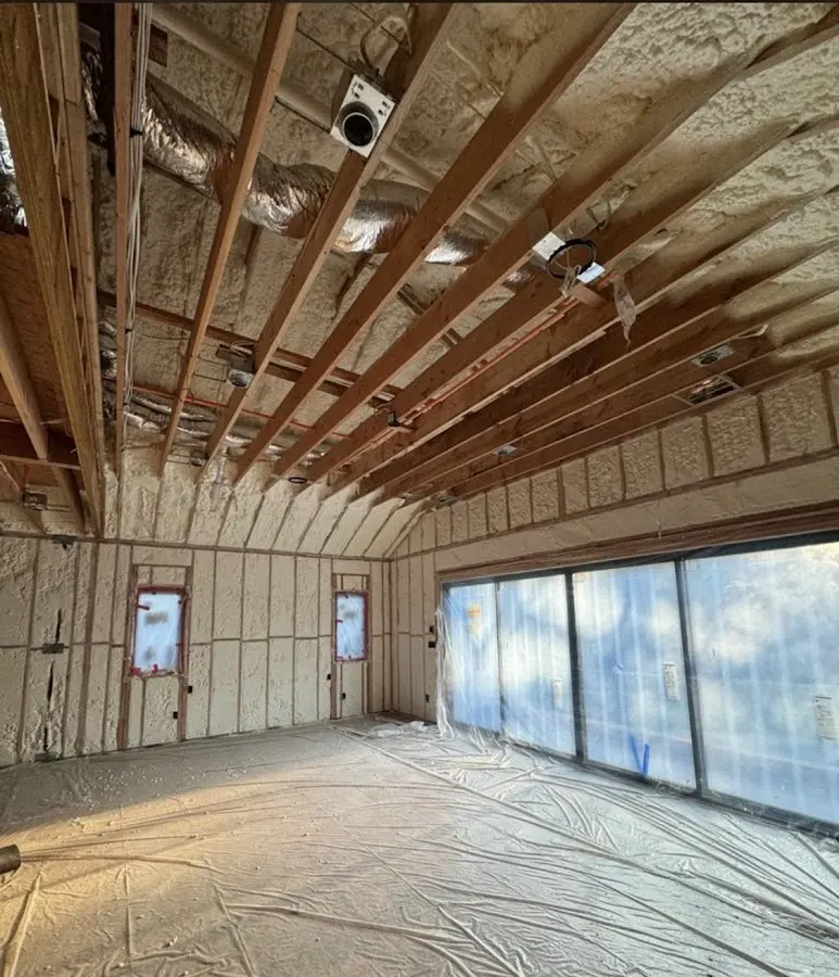 Interior walls and ceiling insulated with spray foam during new construction in Hobbs